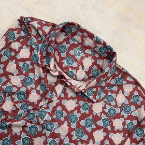 BYLT Polo Shirt Premium Basics Rose Floral Print Burgundy Mens XL